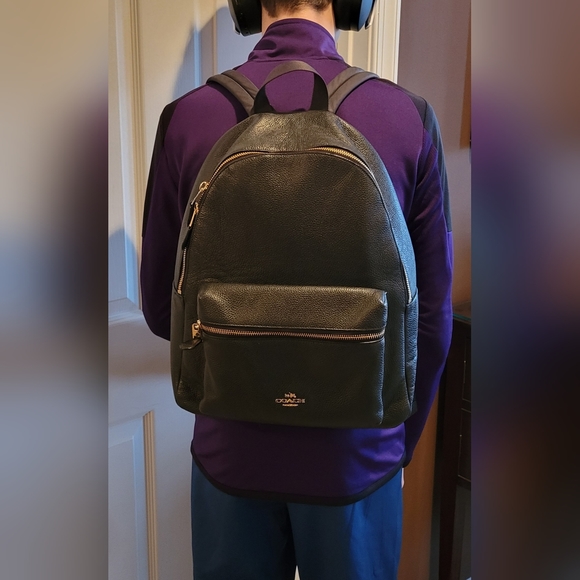 Coach black leather backpack main image 5